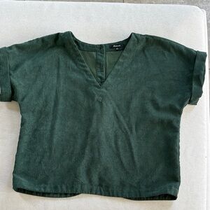 Madewell Green Corduroy V-Neck Top